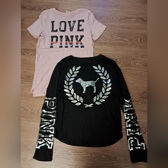 PINK Victoria's Secret Bundle Sequins Tees Y2k Yoga Pants Small - Picture 5 of 11